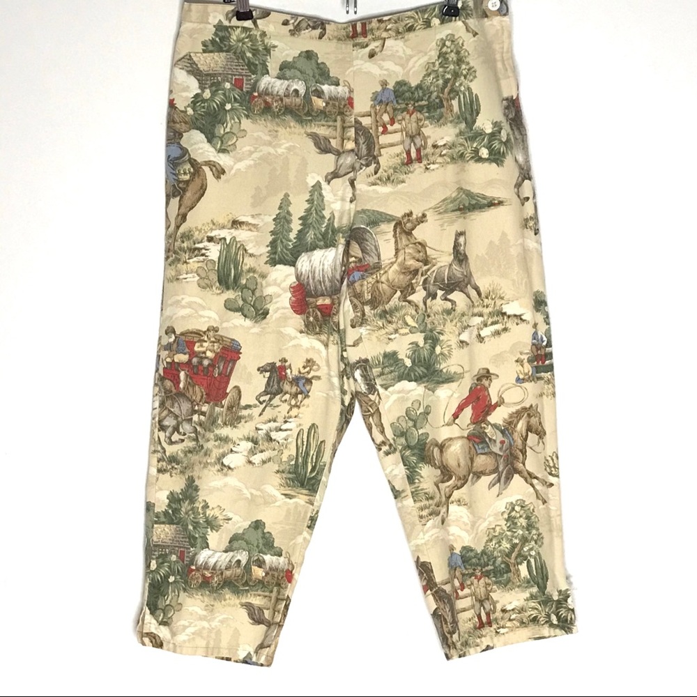 Vintage ROUGHRIDER Capri Pants Cowboy Ranch Cactus